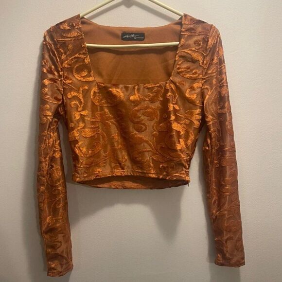 New On Twelfth Velour Long Sleeve Crop Top Small - Picture 4 of 12